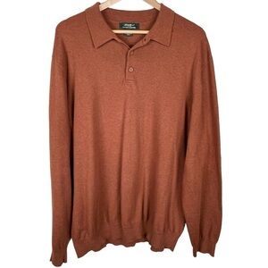 Eddie Bauer Y2K Cotton Cashmere Collared Pumpkin Colored Sweater Size XXL